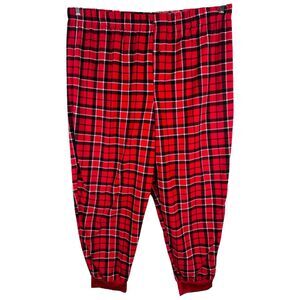 Pjs and Pancakes Plus Sz 3X Pajama Pants Sleepwear Red Plaid Fleece Elastic 1390